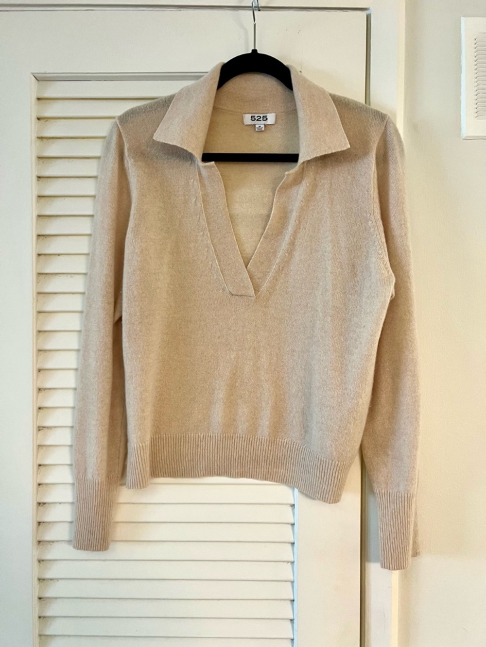 525 America Cream 100% Cashmere Polo Pullover M